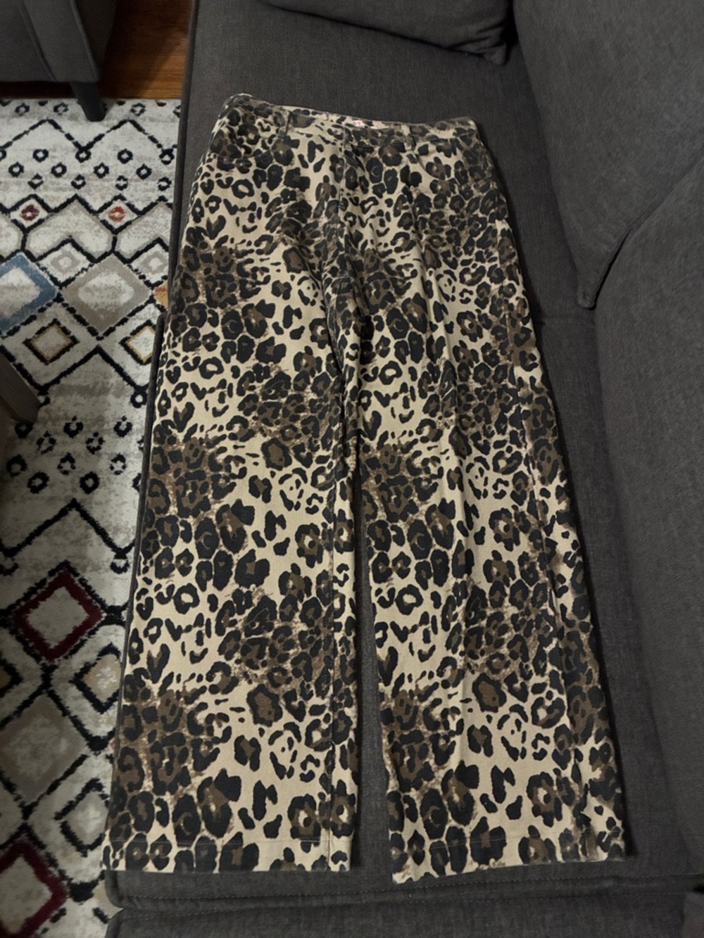 Leopard Print Wide-Leg Pants - Neutral Tones
